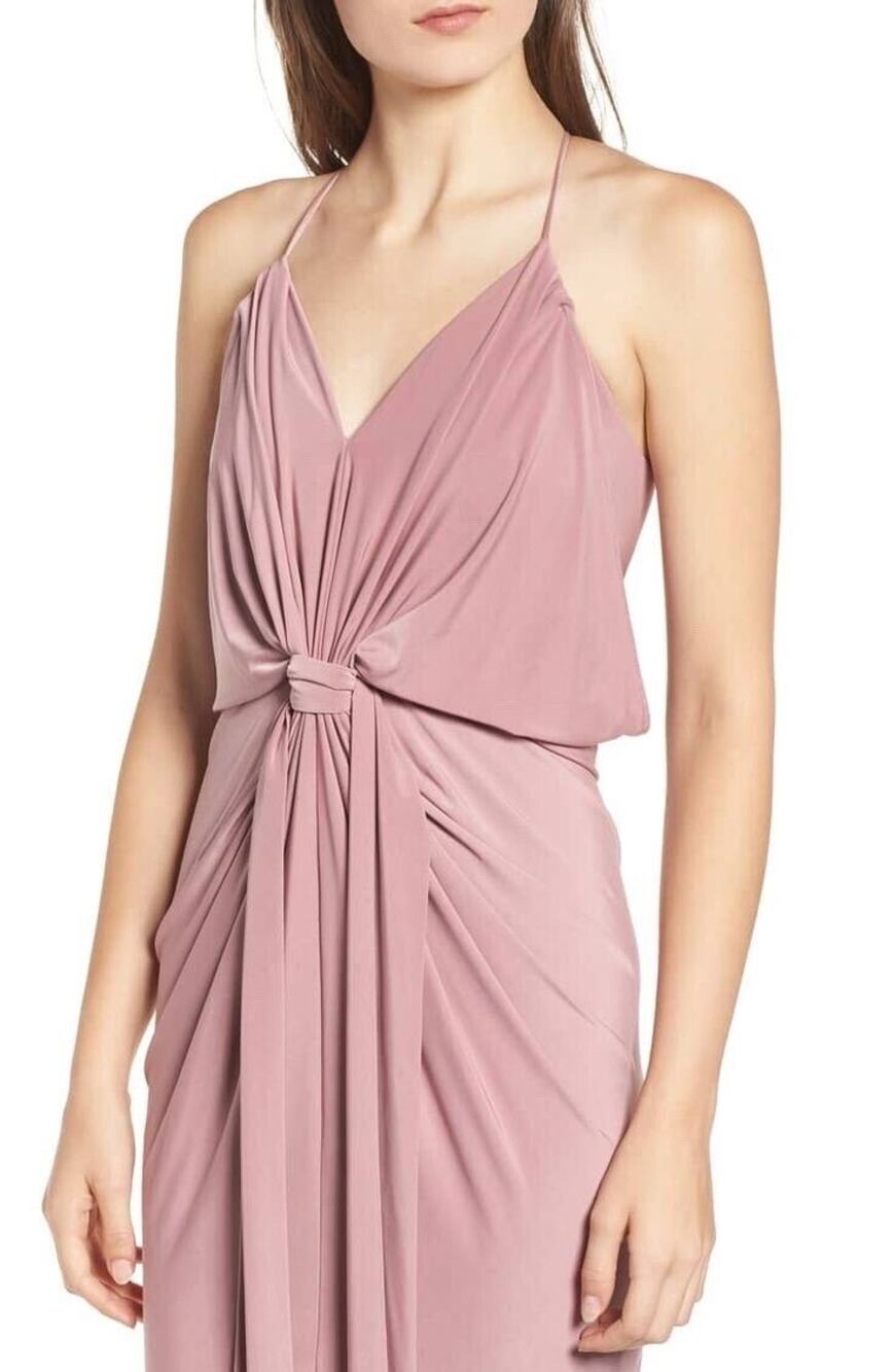 NWT MISA Los Angeles Blush Jersey Knit Sleeveless Cocktail Mini Dress Draped XS